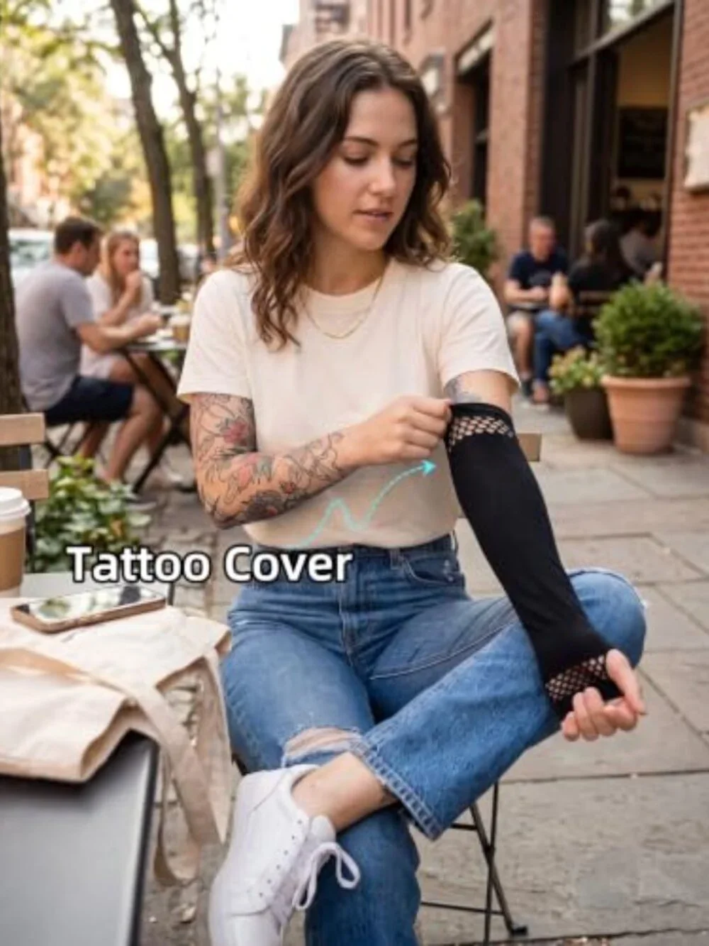 Women Fingerless Gloves Arm Warmers Oversleeve Fishnet Goth Emo